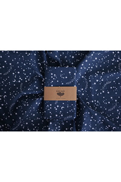 runbaby 100X75 cm 100% Cotton Muslin Fabric Baby Cover & Blanket - Navy Blue Star