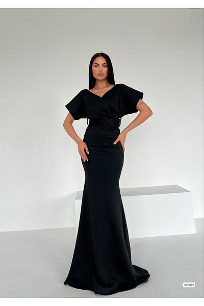 ModaLy Moda ROCHIE NĂGRĂ, STILATĂ, CU BURĂ, TENDINȚĂ NOUĂ SCUBA 686582099