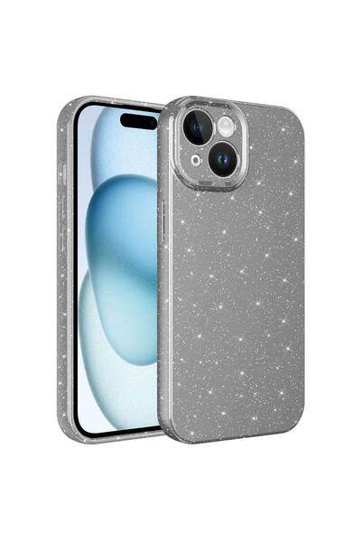 UnDePlus Apple iPhone 15 Plus Kılıf Simli Silikon Lüks Kapak