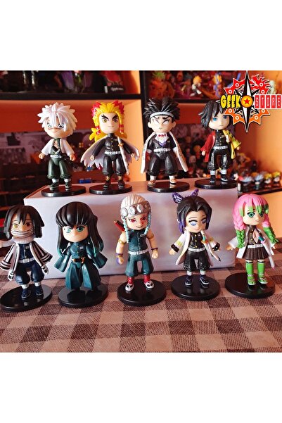 FG KONNİCHİWA Demon Slayer Anime Kyoujurou Shinobu Tengen Mitsuri Obanai Gyoumei Tanjirou Giyuu sevimli SET 9 ADET