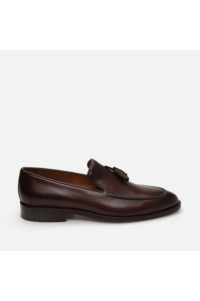 Hotiç Ανδρικό Loafer από γνήσιο δέρμα καφέ