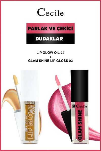Cecile Bright Lips Glam Shine-Lip Oil - Care and Makeup Set 02-03