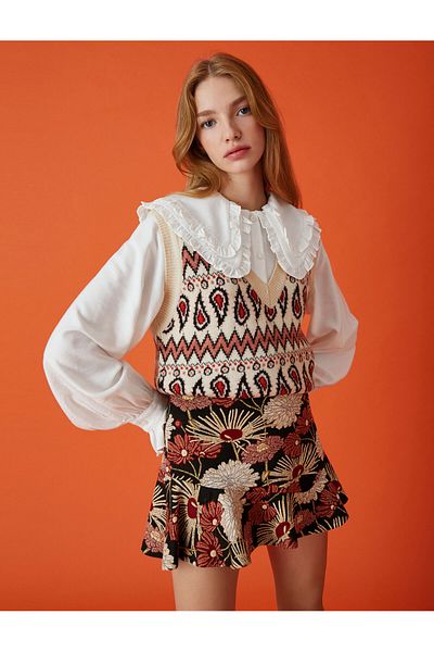 Koton Strickpullover mit V-Ausschnitt