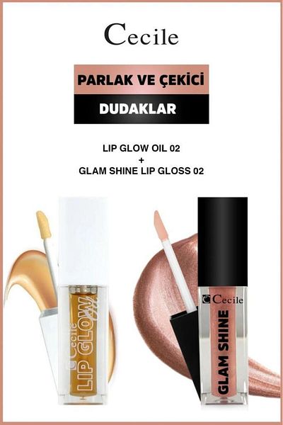Cecile Bright Lips Glam Shine-Lip Oil - Care and Makeup Set 02-02