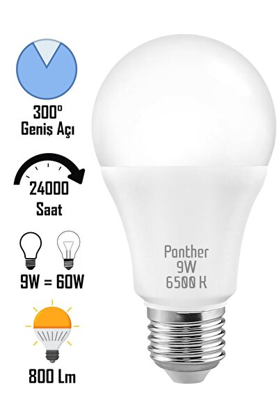 Telvesse 9W Beyaz LED E27 Ampul Tasarruflu Lamba 6500 K Beyaz Işık 800 Lümen ...