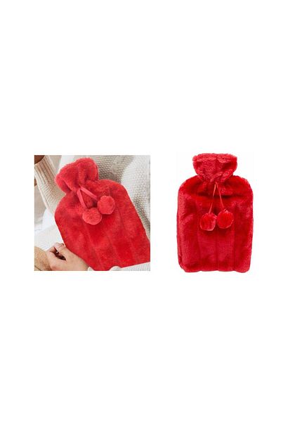 Bosphorus HOT WATER BAG POMPONED RED 26x17x2cm 750ml