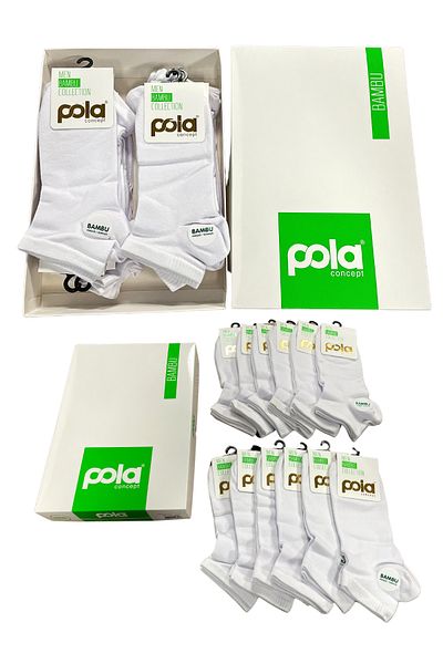 socksbox Κάλτσες με κουτί Premium Seamless Bamboo White Booties/36-41/40-44
