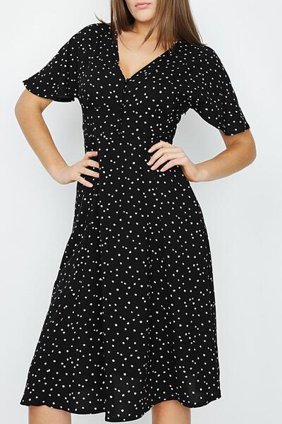 Select Moda Γυναικείο φόρεμα με πουά ζώνη