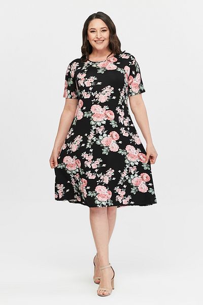 Alesia Viscose Floral Patterned Short Sleeve Dress