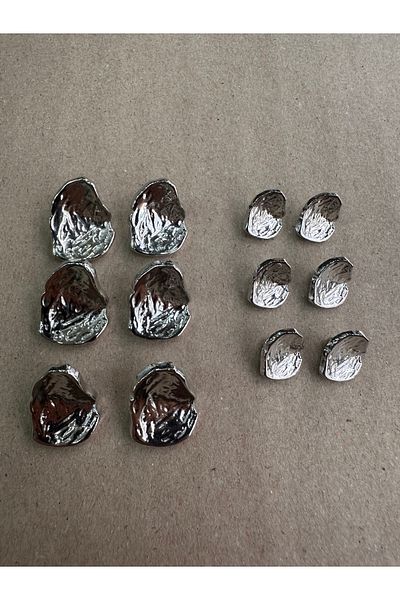 ODDA TASARIM ATÖLYESİ Asymmetric cambered shell model silver button set