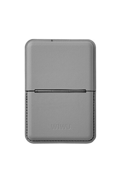 WIWU MW-001 Pop-Up Sade Tasarımlı 3 Hazneli PU Magnetik Standlı Kartlık Gri