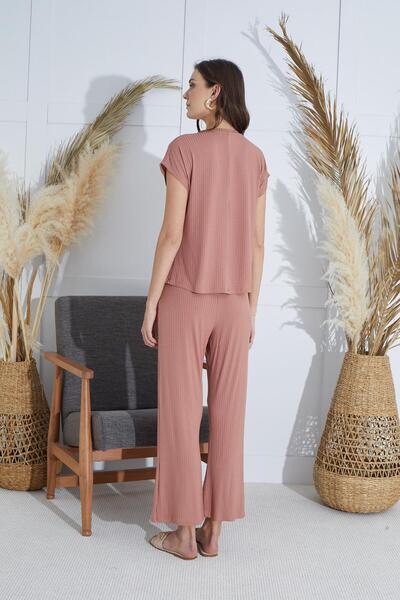 Sevim Γυναικεία κοντομάνικη πιτζάμες κανέλας C1T5N851