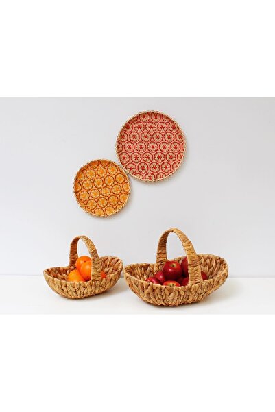 Emeksanatı 2’li Kayık Kulplu Hasır Sepet