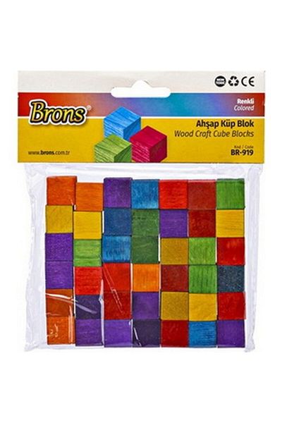 Brons Colorful Wooden Cube Block 1.5x1.5x1.5cm 42 Pieces