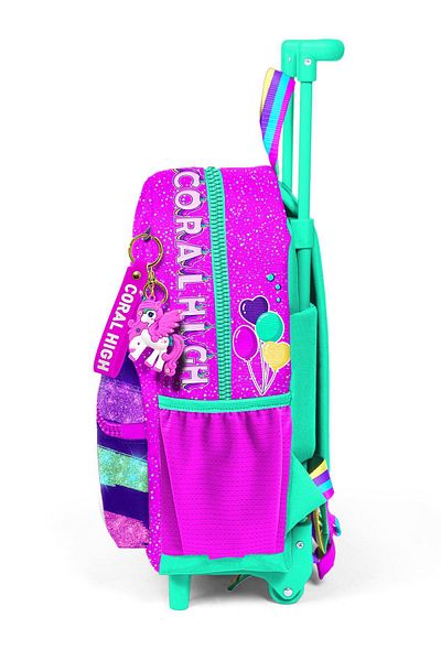 Coral High Rucsac cu racletă cu cuib mic cu model unicorn, verde apă, roz - două compartimente 24058
