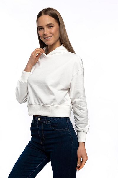 Miss Murem Raised Crop Sweatshirt-ecru