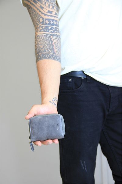 Wia Unisex Leather Card Holder, Anthracite 416