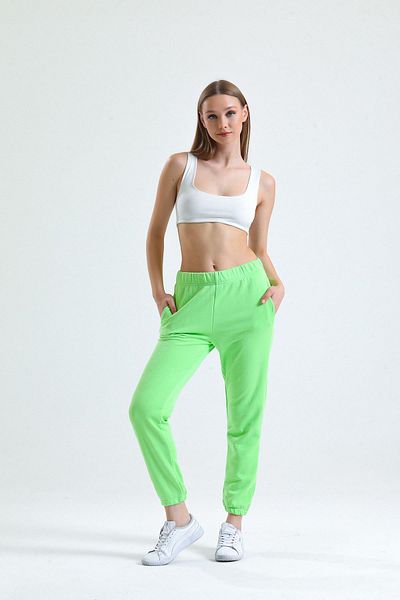 Miss Murem Elastic Waist 2 Thread Trousers-Puffy Green