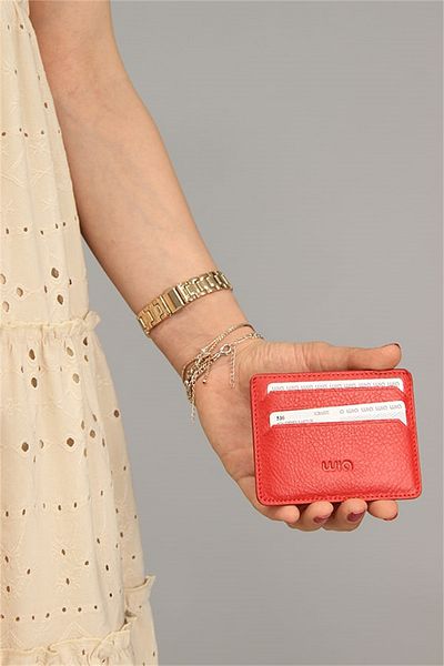 Wia Unisex Genuine Leather Card Holder, Red 530