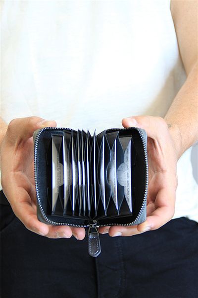 Wia Unisex Leather Card Holder, Anthracite 416