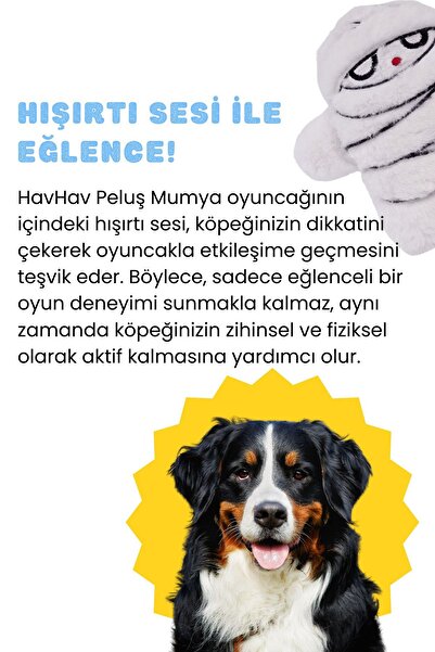 Havhav Peluş Mumya Sesli Köpek Oyuncağı At Getir Oyuncağı Toksik Madde Içermeyen Güvenli Köpek Oyuncağı