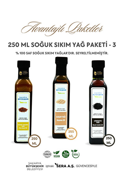 SBB SERA 250ml Sabit Yağ Paketi -3 - % 100 Doğal Helal Vegan Sertifikalı