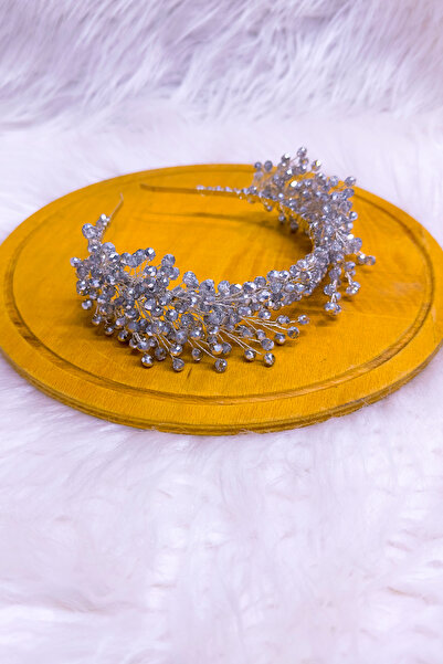 SimgeAksesuar Fashionable and elegant Engagement and Henna Crown and Hair Accessory with Red Crystal Stone