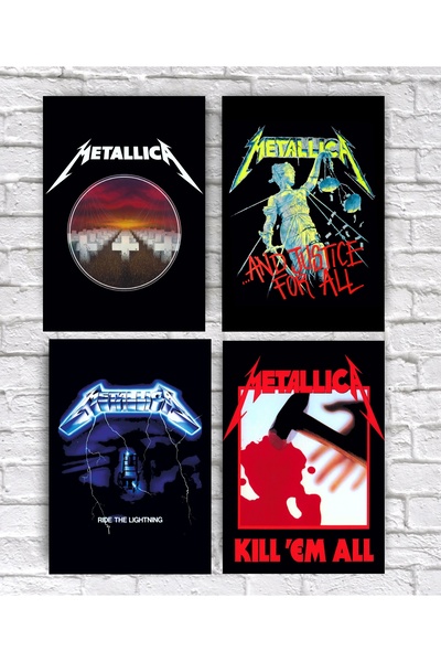 Genel Markalar Metallica Ahşap Tablo Seti Kill Em All Ride And And Justice Fo...