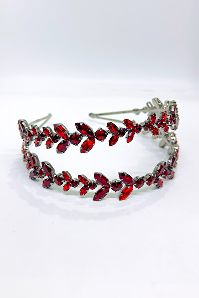 SimgeAksesuar Tamamen El Yapımı Bordo Kristal Taşlı Şık Ve Zarif Nişan, Kına ...