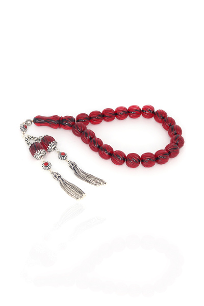 Midyat Nurtaş Gümüş Red Crystal Ball Rosary - Mascot Fire Amber201022905