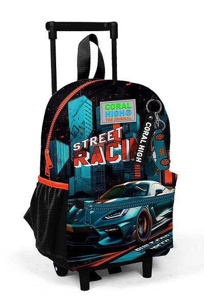 Coral High Nest Tiny - Rucsac negru Nefti Trolley cu două compartimente cu model racletă 24065