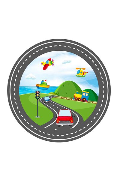 Big Party Vehicles Themed Cardboard Plate Cup Set for 8 People