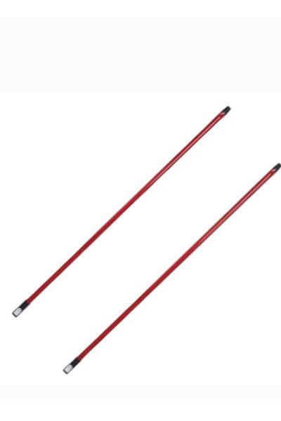 ÇEÇEN HOME 2 Pieces Cleaning Set Handle Stick Brush Handle Stick Red PVC Coated