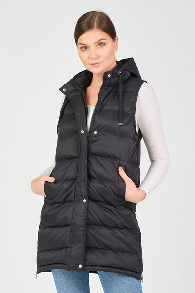 PIQUE Fixed Hooded Comfortable Fit Moana Women's Vest with Side Zipper