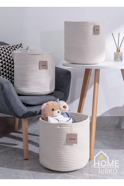 HomeTurko Σετ ψάθινο καλάθι από γιούτα 3 τεμαχίων Organizer Καλάθι μπάνιου, βρώμικο καλάθι, οργάνωση, καλάθι πλυντηρίου