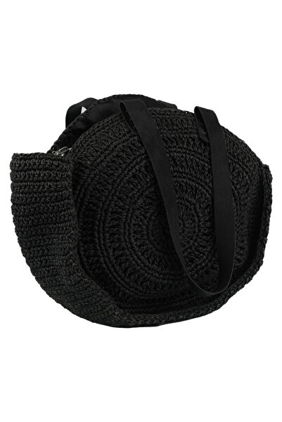 Bonimo Kağıt ip el yapımı deri saplı yuvarlak çanta