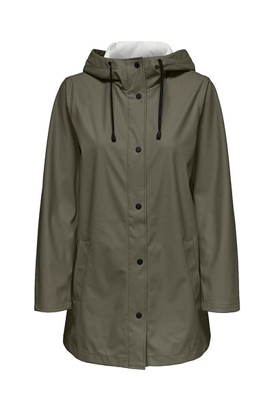 ONLY Women's Water Repellent Hooded Raincoat Coat 15304784 Black