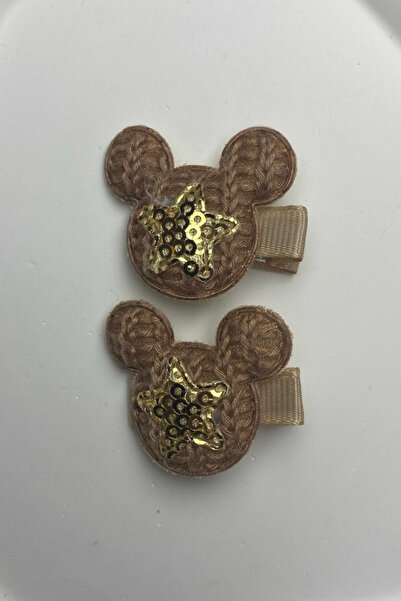 Jaida Moda Γυναικείο καφέ αστέρι με λεπτομέρεια αρκουδάκι μοντέλο διπλής πόρπης