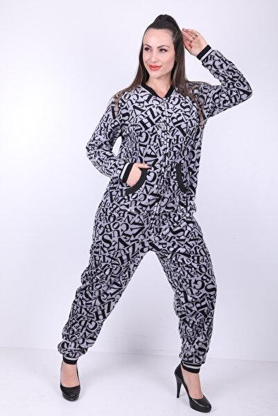 Wild Love 100% Bamboo Text Patterned Zippered Jumpsuit