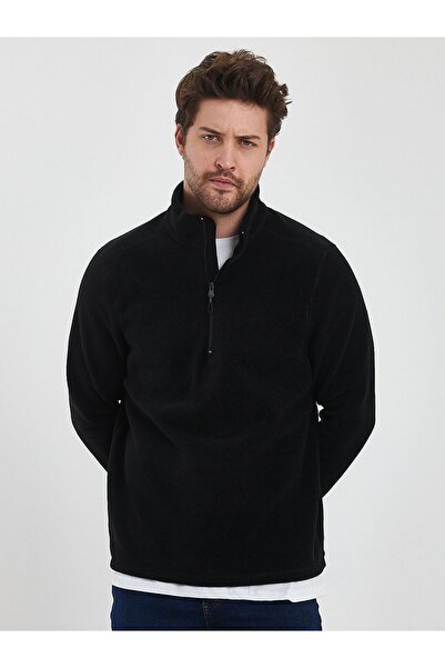 Terziayhan Чоловічий синій антипілінговий непухнастий стандартний крій з прямим коміром, що не пропускає холод, полярний світшот