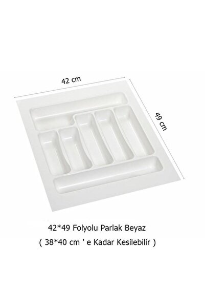 EYM 2 Adet Çekmece İçi Kaşıklık 42 x 49 cm Beyaz Mutfak Çekmece Düzenleyici