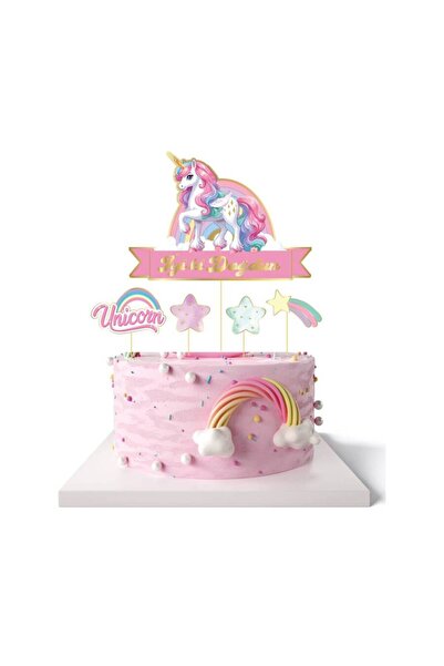kidspartim Unicorn Temalı Pasta Süsü Kürdan 5 li