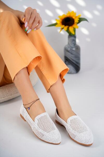 StWenn Női kötött balerinacipő Női cipő Alkalmi cipő Fehér anyacipő