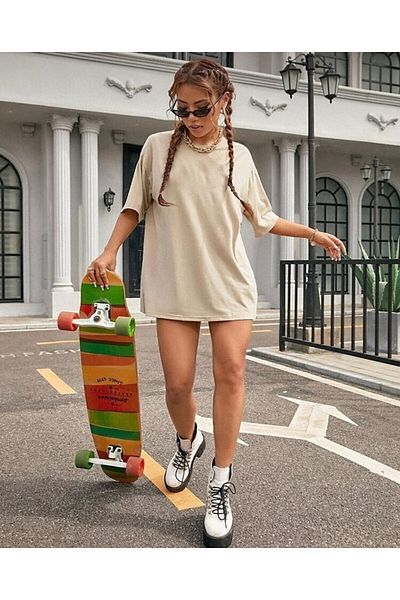khufu Μπλουζάκι μπλουζάκι Unisex Crew Neck Oversize Loose