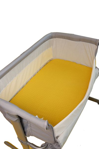 ENHA BABY ملاءة موسلين مرنة لسرير الأم من جانب الأم مقاس 50 × 84 سم خردل للسرير