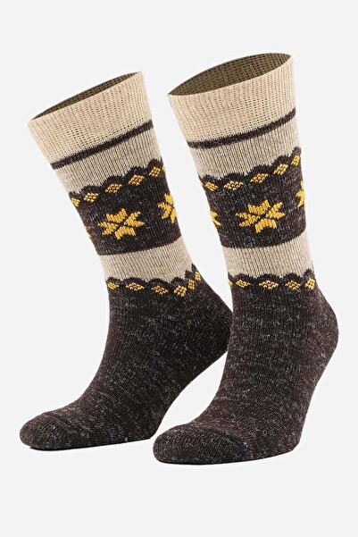 Mısırlı Erkek Alpaka Yünü Kışlık 2 Çift Bej/Kahve Soket Çorap M 3097 BK
