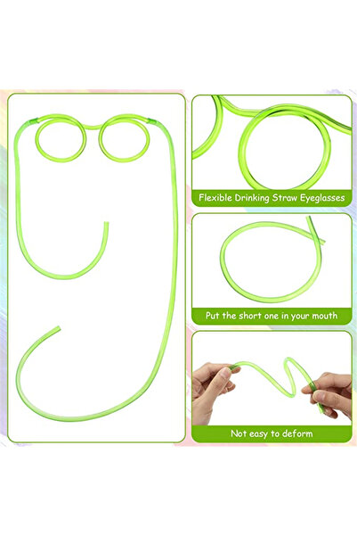 Woody Sofia Pipetli Parti Gözlüğü - Çocuk ve Yetişkin Bıyıklı Pipet Gözlük