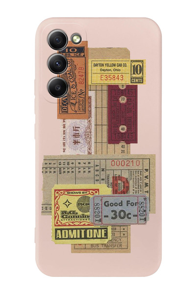 shoptocase Galaxy S23 Pul Bilet Desenli Lansman Silikon Telefon Kılıfı