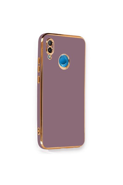 cepmoda Huawei P20 Lite Mor Renkli Parlak Silikon Kapak/Kılıf Altın Çizgi Det...