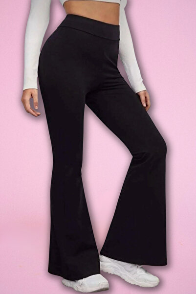 FioriStyle Pantaloni negri pentru femei efect modelator Leggings material elastic talie înaltă Pantaloni